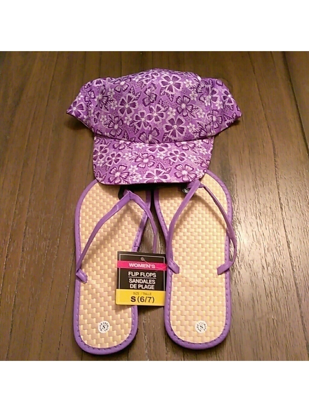 NEW purple sandals and hat set